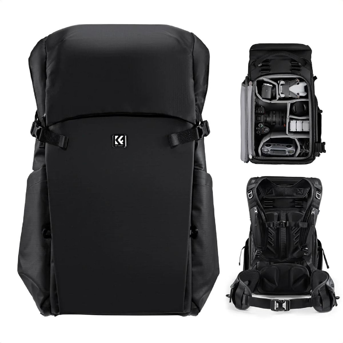 Morral Backpack Impermeable K&F Concept Star Wander 01 (Cap. 30 litros, Color Negro) KF13.206V1